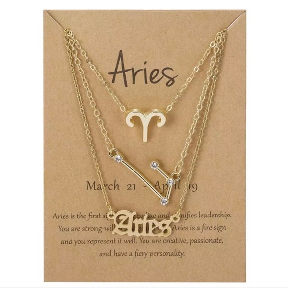 3 pcs Aries Zodiac Minimalist layered necklace - Picture 1 of 1